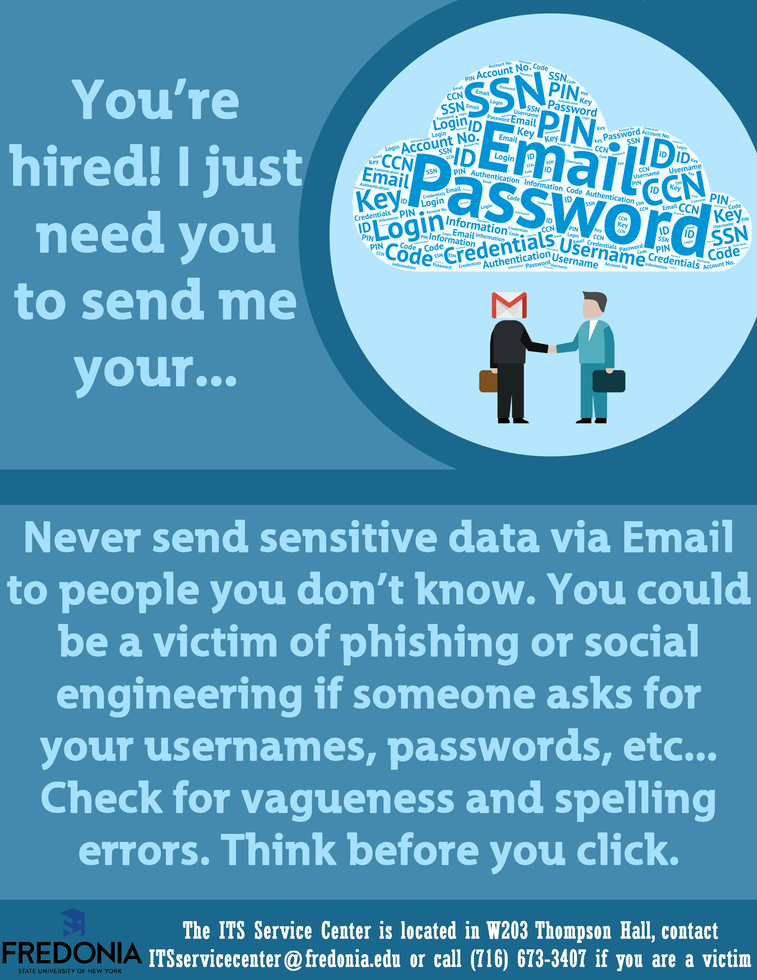 You're hired - never send sensitive data via email to people you don't know