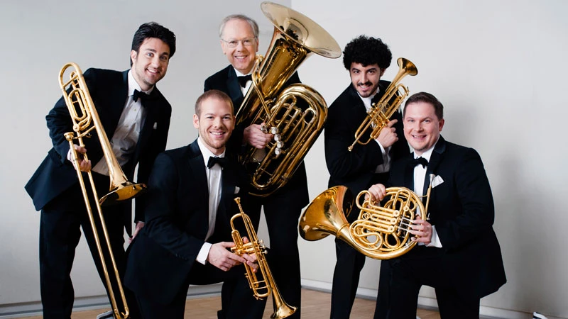 photo of the members of the Canadian Brass ensemble