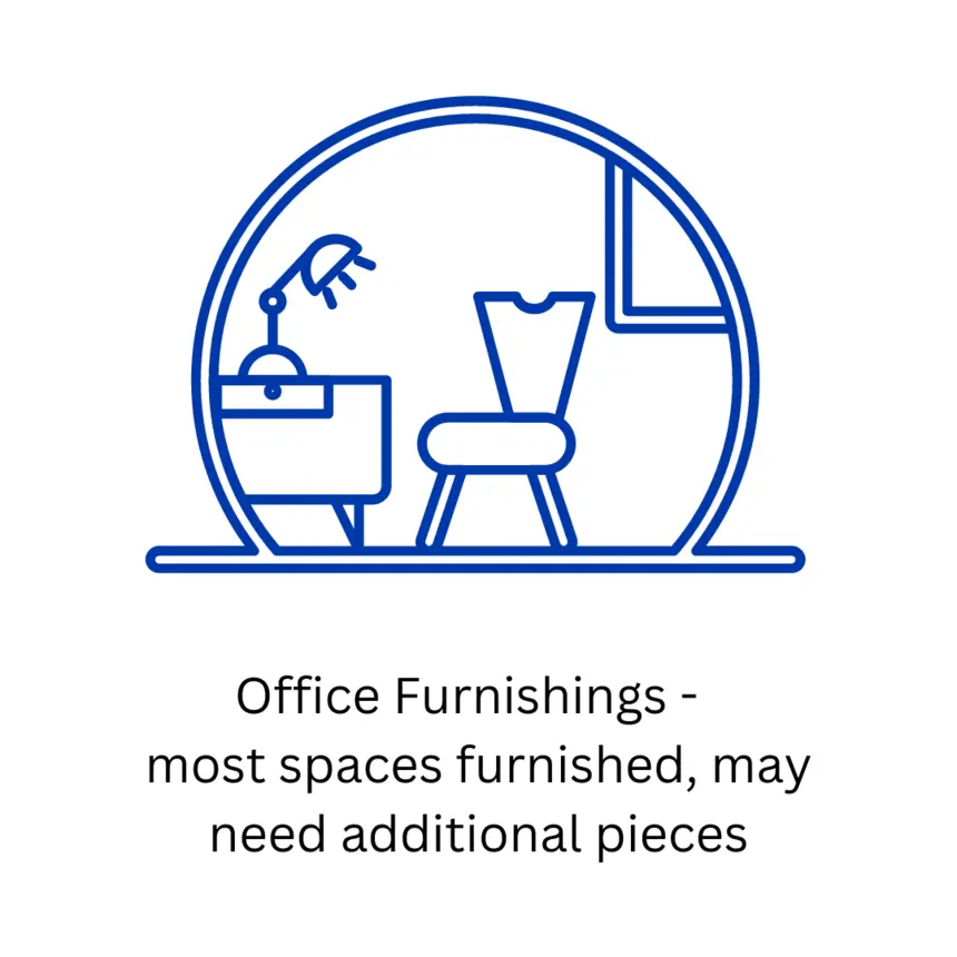 Icon of an office space with desk and chair