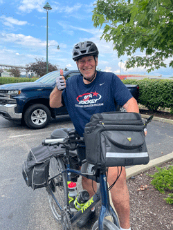 Jeff Meredith with his bike.