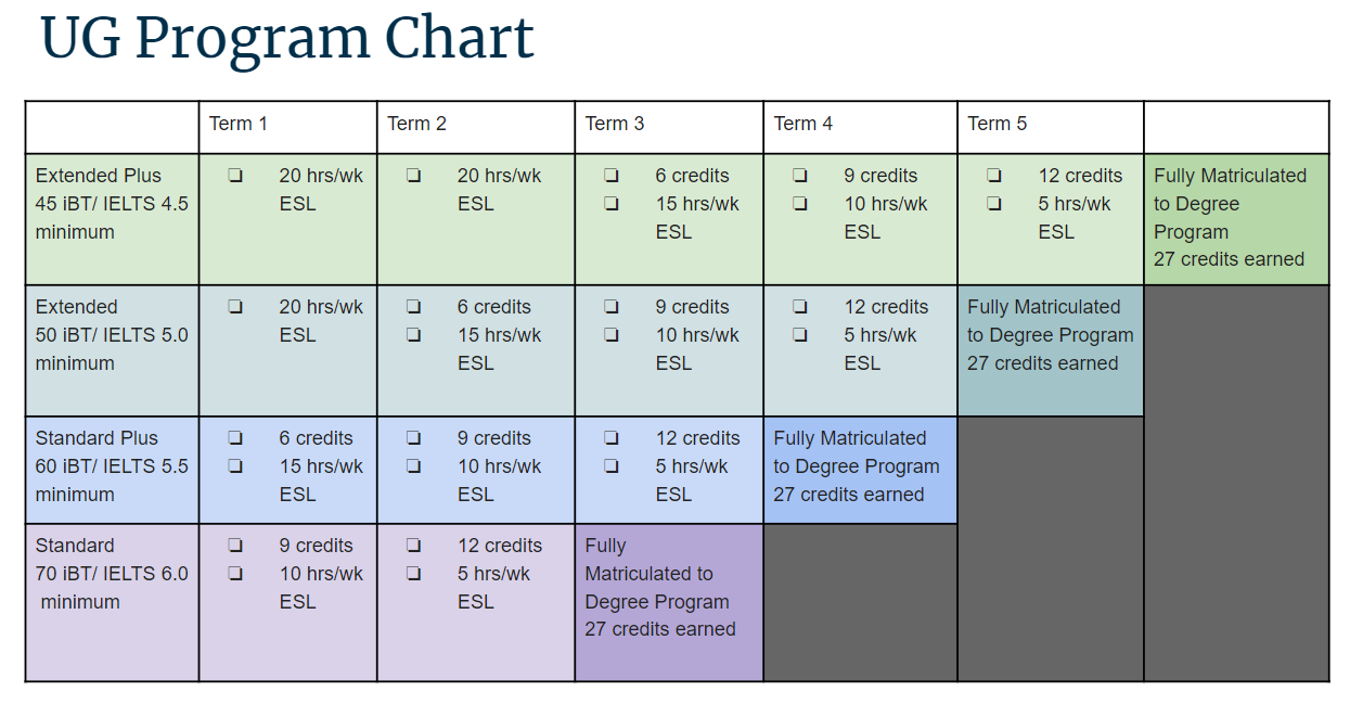 UG Program Chart Sample