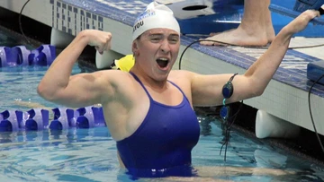 Rachael Mayou in action in swimming pool, women's swimming and diving