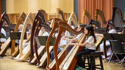 The School of Music hosts the annual Fredonia Harp Day