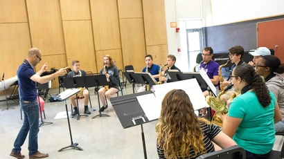 School of Music's Summer Music Rehearsal in Mason Hall, graduate music education studies majors