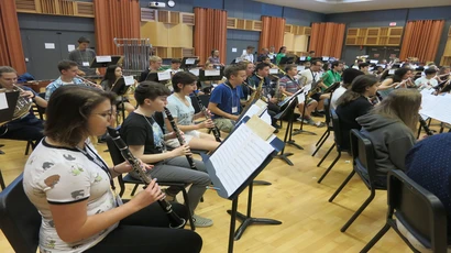 The School of Music's summer music festival band rehearsal